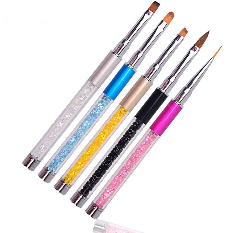 Nail Art Brushes with Rhinestones Handle for UV Gel Acrylic Drawing 0573