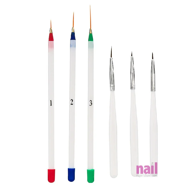 6 pcs Nail Art Brushes, Stripers & Liners | A-Must-Have for Nail Artists - Set