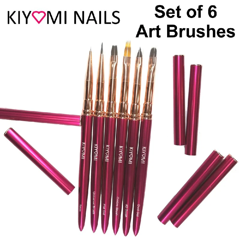 Kiyomi Nails Set of 6 Nail Art Brushes, Red