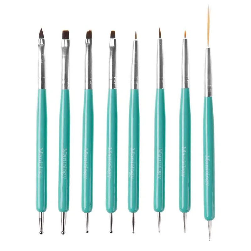 Maniology - Nail Tool - 8pc Dual Sided Nail Art Brush & Dotting Tool Set