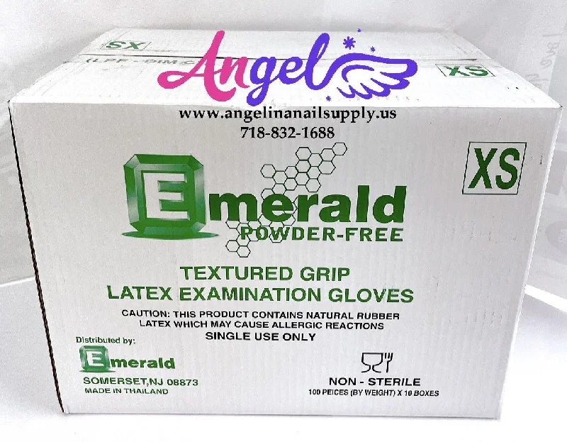 nail polish heavy chest-Emerald Latex Glove - Powder Free(X-Small - Case/10 boxes)