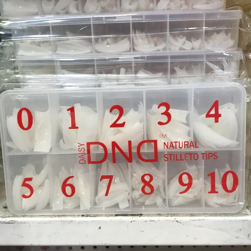 nail repair for pasta lovers-DND NATURAL STILETTO TIPS ( 0-10 ) 550/BOX