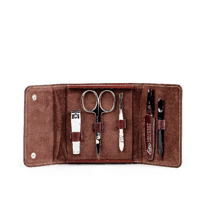 nail repair with amyris extract-Erbe Solingen 5-Piece Manicure Set, Antique Cowhide Brown Snap Case