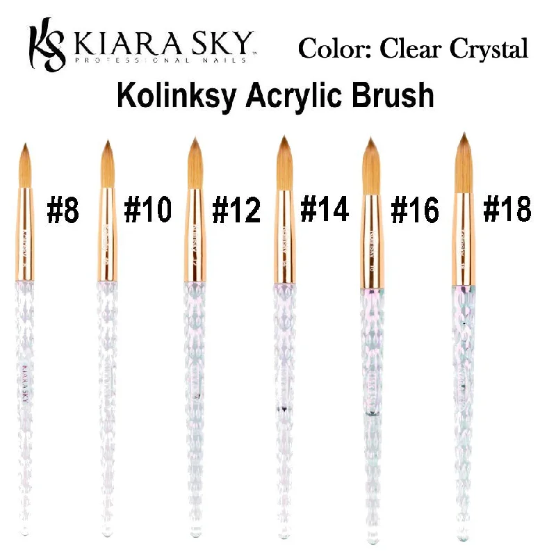 Kiara Sky Kolinsky Acrylic Brush, Crystal Clear (Sizes #8, #10, #12, 14, 16, and #18)