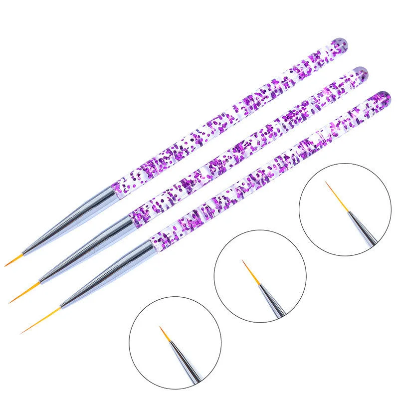 3pcs Nail Art Design Drawing Pens Brushes Set 0439