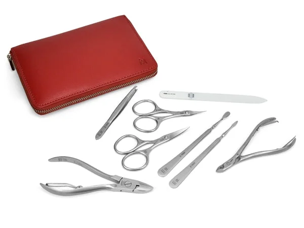 nail repair for walkers-8pcs Manicure Kit German FINOX® Surgical Stainless Steel: Toenail Cutters, Cuticles Nippers, Scissors and Glass File