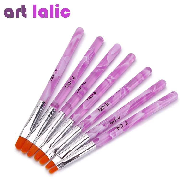 7pcs Marble Nail Art Brush Pens UV Gel Application Brushes 0444