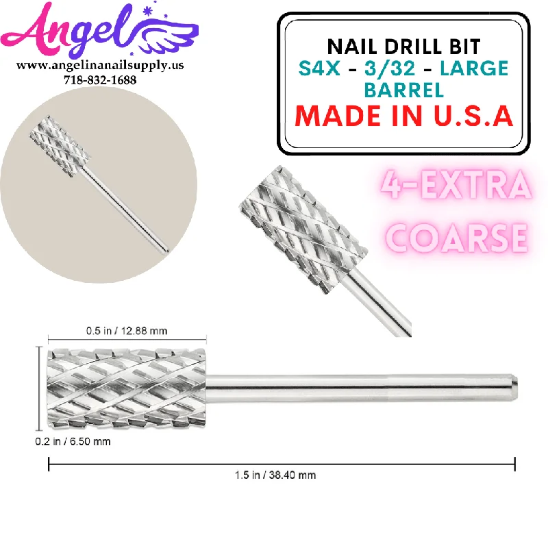 nail polish thin spout-Nail Drill Bit - S4X - 3/32 - Large Barrel