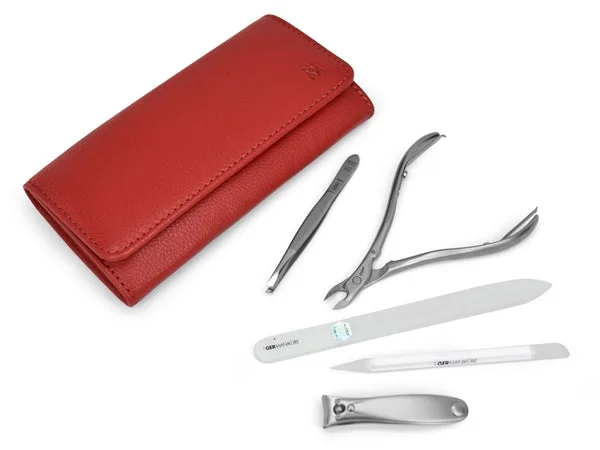 nail repair for joggers-5pcs - Manicure Set German FINOX® Surgical Stainless Steel: Cuticle Nippers, Nail Clippers, Tweezers, Glass File and Stick