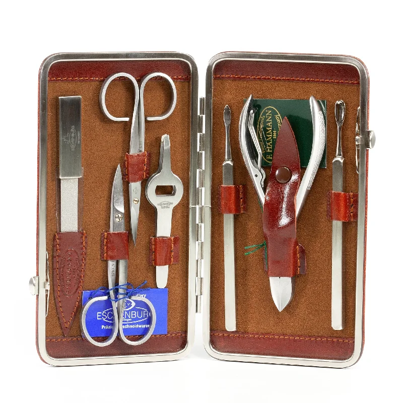 nail repair for solo athletes-F. Hammann 7-Piece Stainless Steel Manicure Set with Leather Case