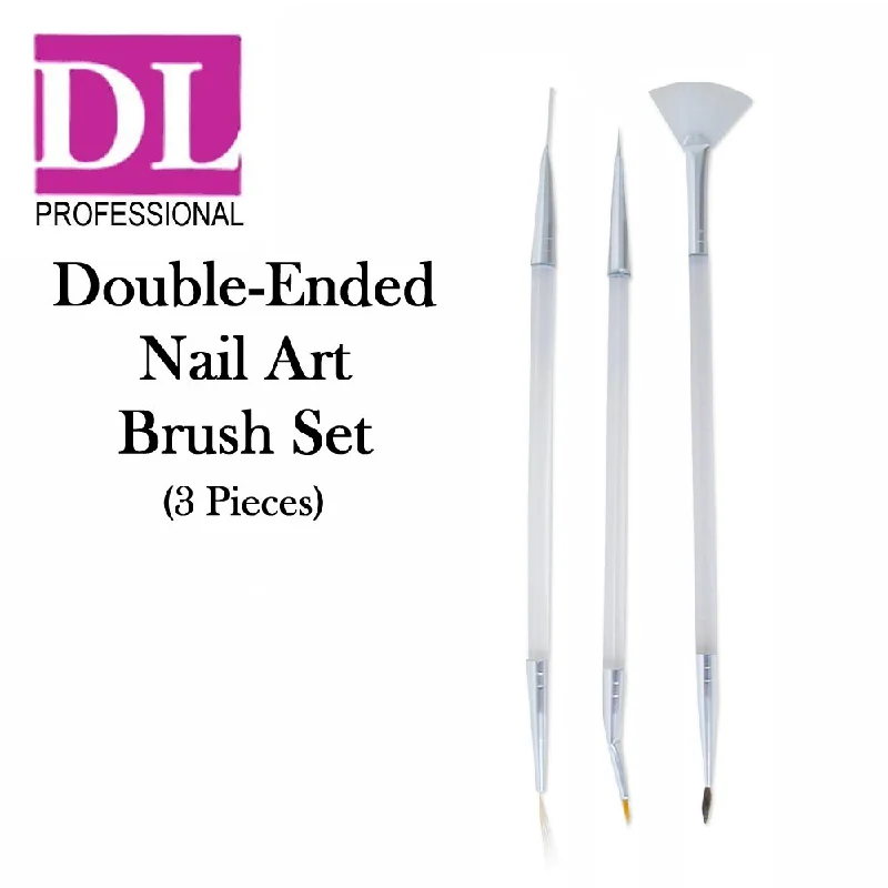 DL Professional 3 Piece Double-Ended Nail Art Brush Set (DL-385)