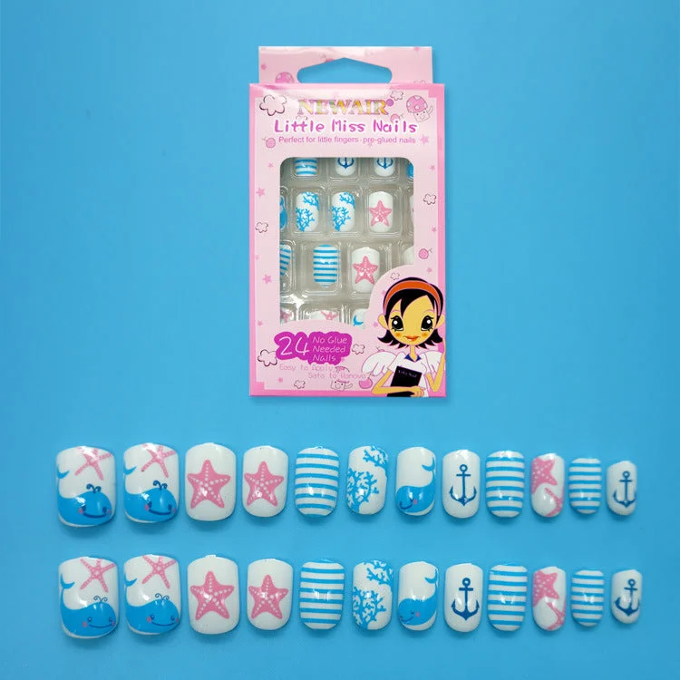 Cute Cartoon image Child false nails little miss nails for little girls Packaging Box Kids Full Cover False Nail