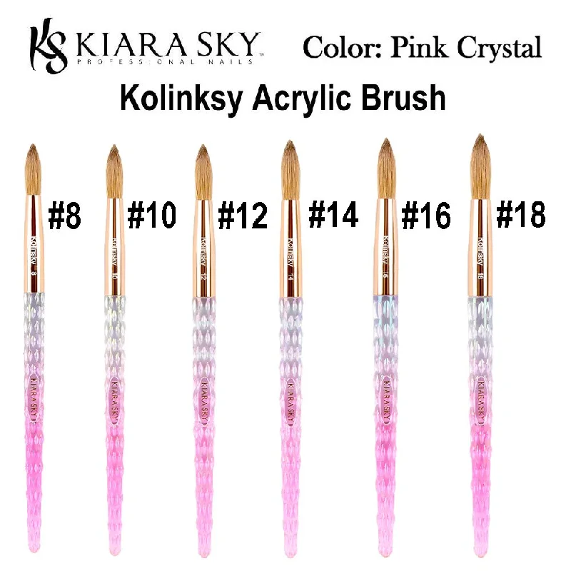 Kiara Sky Kolinsky Acrylic Brush in Pink (Sizes #8, #10, #12, 14, 16, and #18)