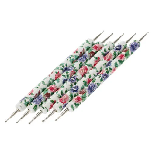 5pcs 2 Way Dotting Pens Tools Set Spot Swirl Marbleizing Flower Print 0955