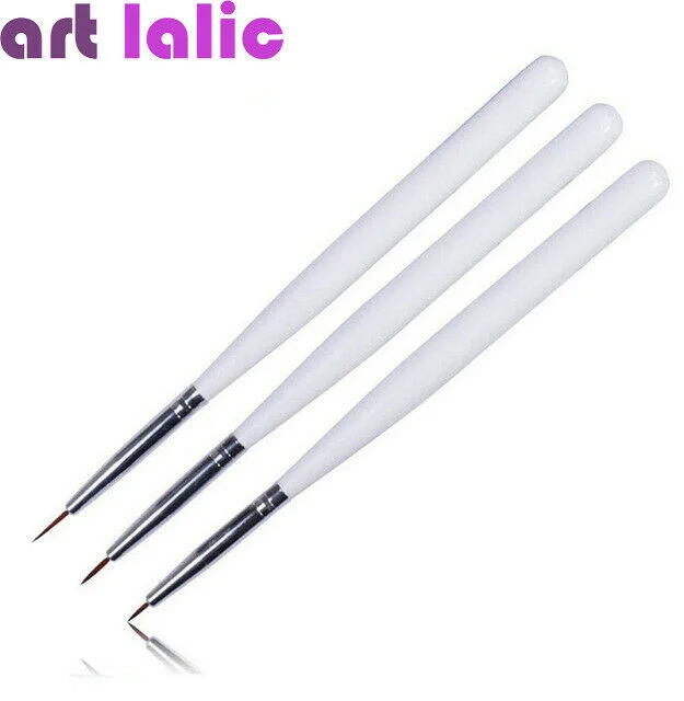 3Pcs White Nail Art Design Pen Drawing Brushes Set 0308