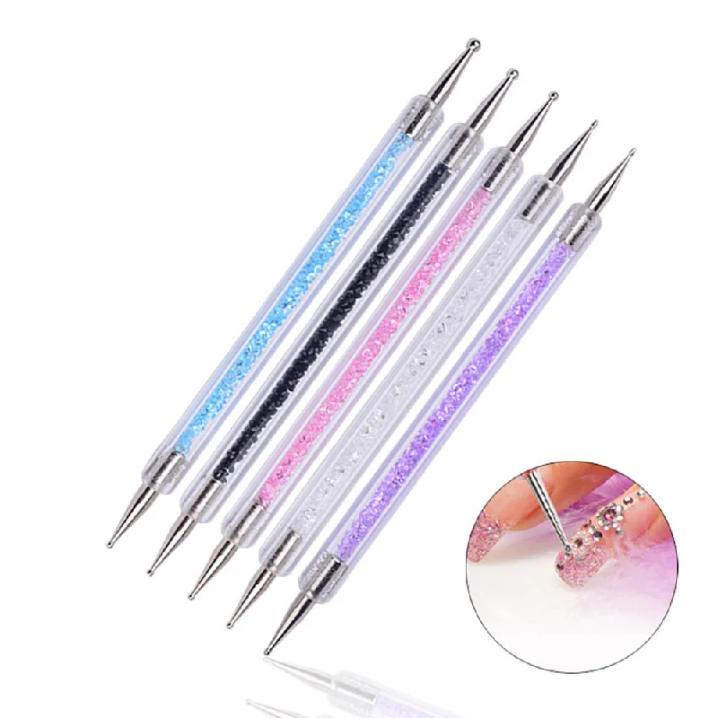 5Pcs Crystal Painting Drawing Dotting Pen 2-Way Nail Art Tools 0642