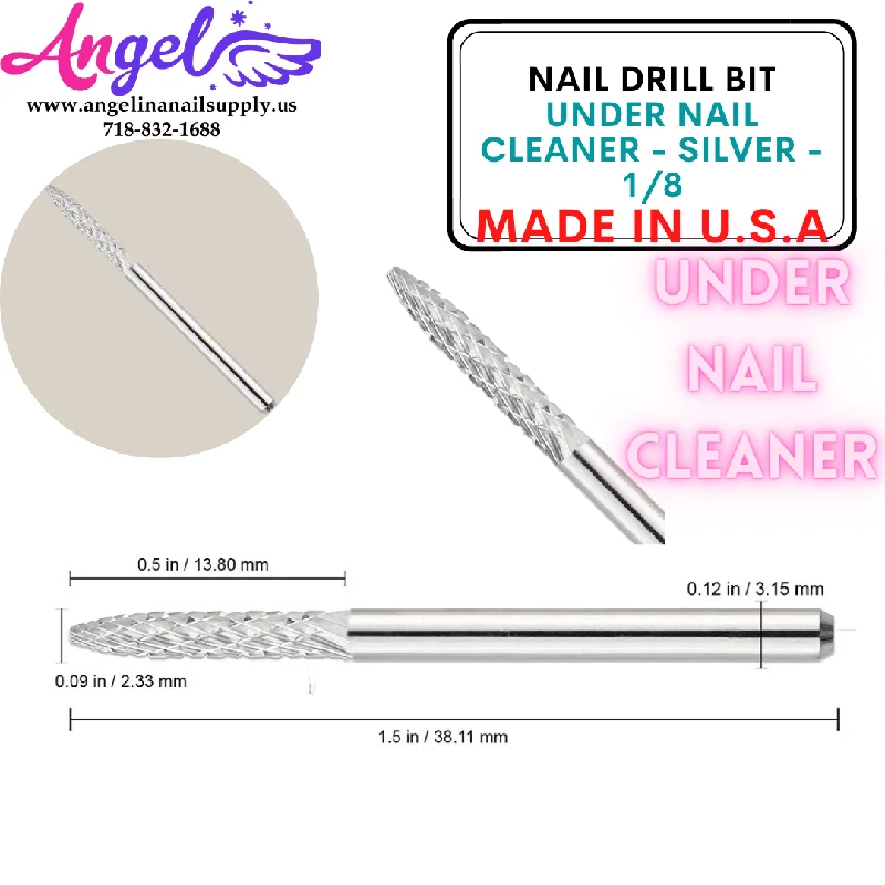 nail polish high noon-Nail Drill Bit - Under Nail Cleaner - Silver - 1/8