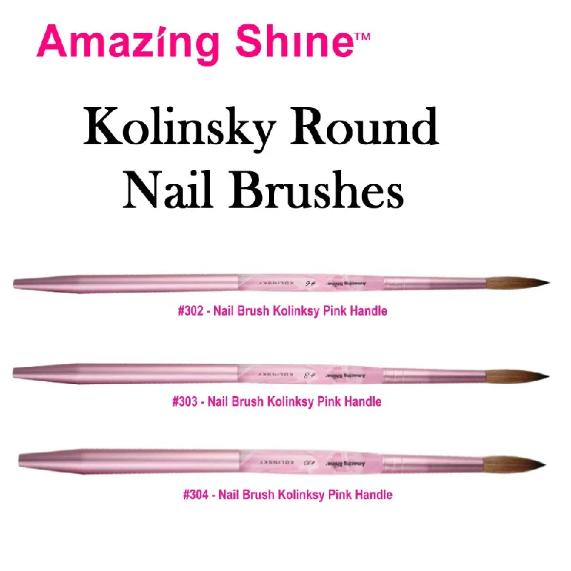 Amazing Shine Kolinsky Round Nail Brushes (#6, #8, #10)