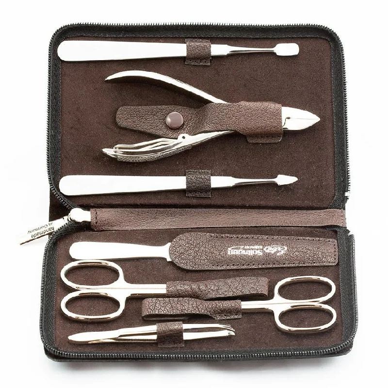 nail repair with balsam extract-Erbe Solingen 7-Piece Manicure Set, Water Buffalo Leather Zip Case