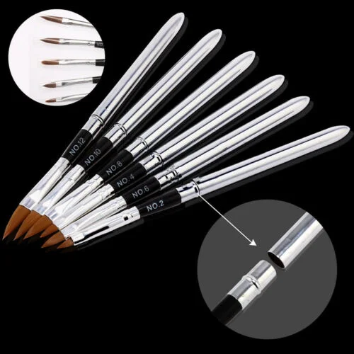 6Pcs Set Professional Acrylic Nail Art Brush Pen Detachable Lid 0438