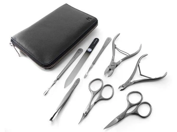 nail repair with celery seed extract-8pcs Manicure Nail Care Set German FINOX® Surgical Stainless Steel: Cuticle Nippers, Scissors, Tweezers, and Glass File