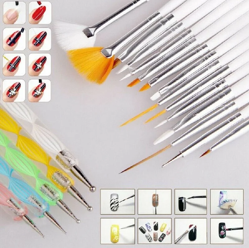 20Pcs Nail Art Brushes Pens +Dotting Painting Drawing Tools 0424