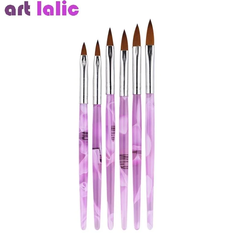 6Pcs Acrylic Brushes Set Nail Art Pens Design Painting Drawing 0440